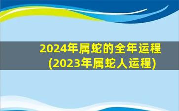 2024年属蛇的全年运程(
