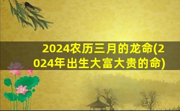 2024农历三月的龙命(2024年出生大富大贵的命)