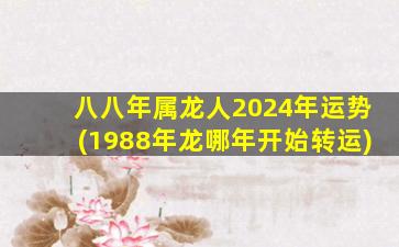 八八年属龙人2024年运势(1988年龙哪年开始转运)