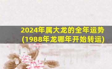 2024年属大龙的全年运势(1988年龙哪年开始转运)