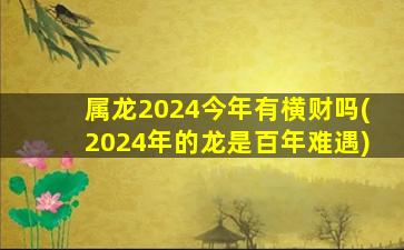 属龙2024今年有横财吗(
