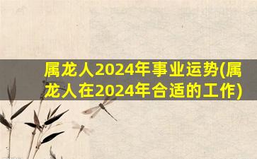 属龙人2024年事业运势(属龙人在2024年合适的工作)
